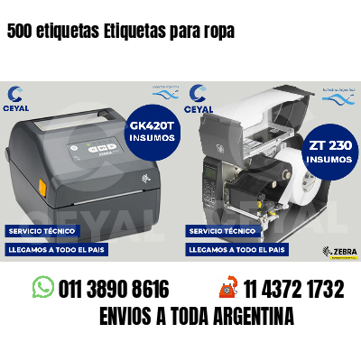 500 etiquetas Etiquetas para ropa