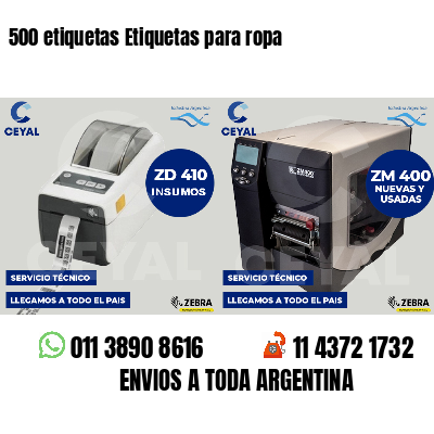 500 etiquetas Etiquetas para ropa