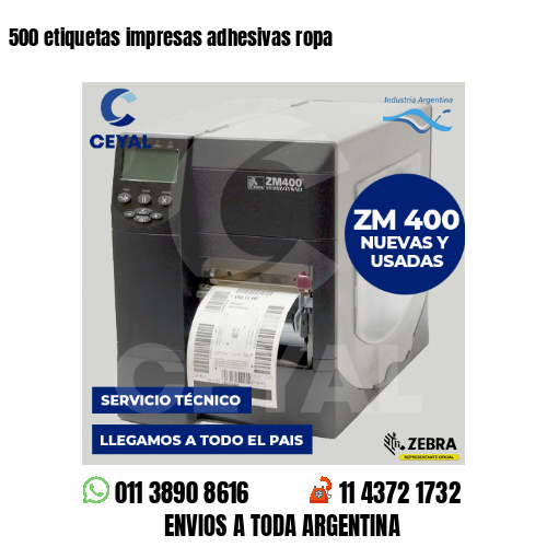 500 etiquetas impresas adhesivas ropa