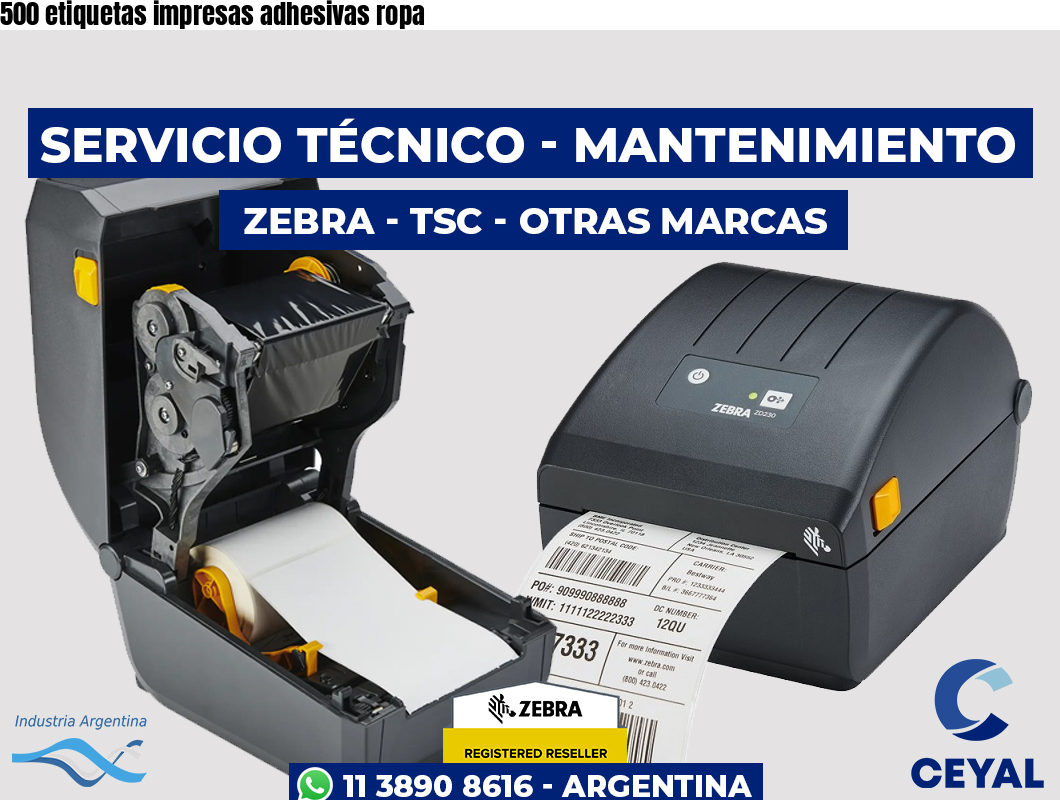 500 etiquetas impresas adhesivas ropa