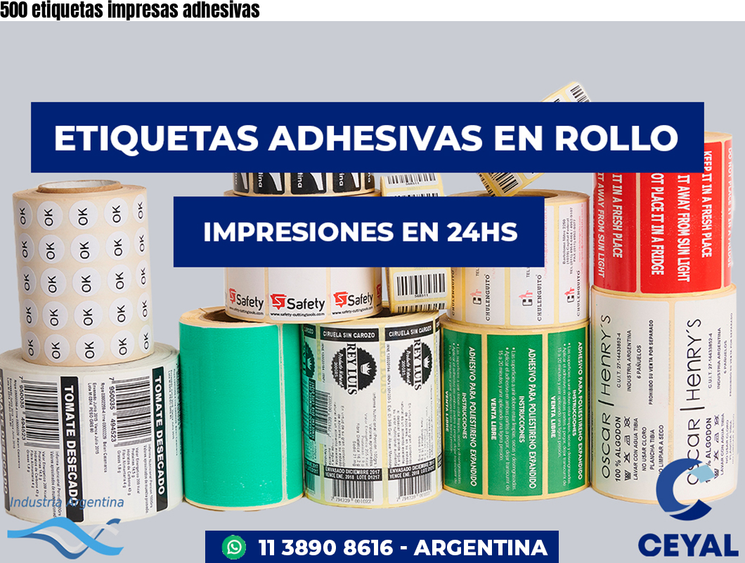 500 etiquetas impresas adhesivas
