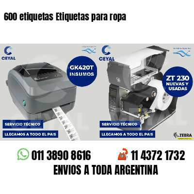 600 etiquetas Etiquetas para ropa