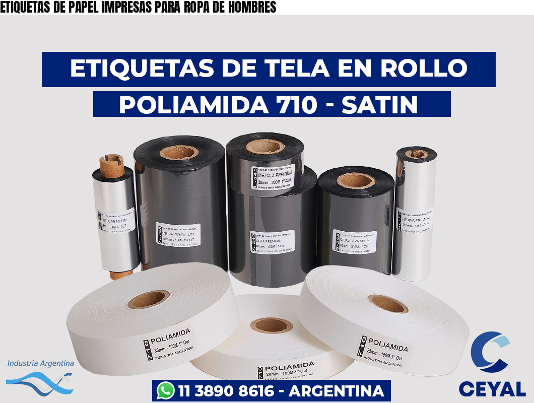 ETIQUETAS DE PAPEL IMPRESAS PARA ROPA DE HOMBRES