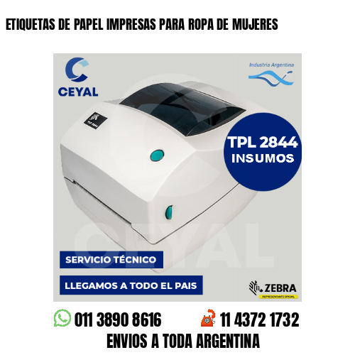 ETIQUETAS DE PAPEL IMPRESAS PARA ROPA DE MUJERES