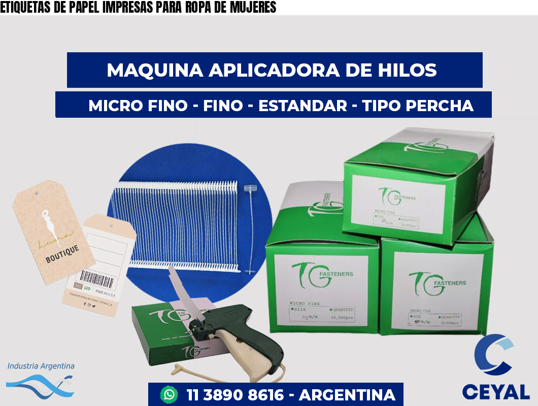 ETIQUETAS DE PAPEL IMPRESAS PARA ROPA DE MUJERES