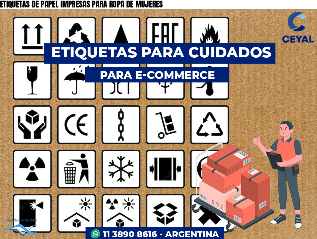 ETIQUETAS DE PAPEL IMPRESAS PARA ROPA DE MUJERES