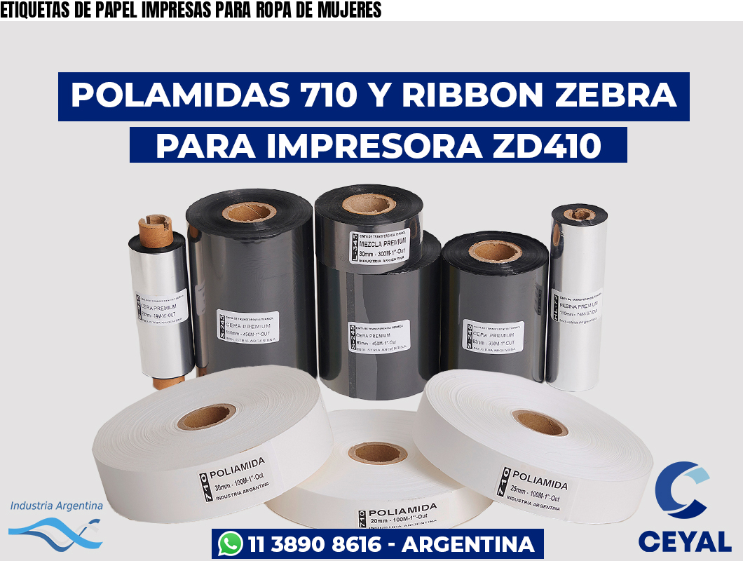 ETIQUETAS DE PAPEL IMPRESAS PARA ROPA DE MUJERES