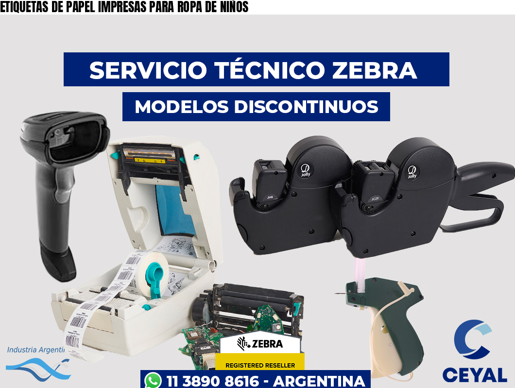 ETIQUETAS DE PAPEL IMPRESAS PARA ROPA DE NIÑOS
