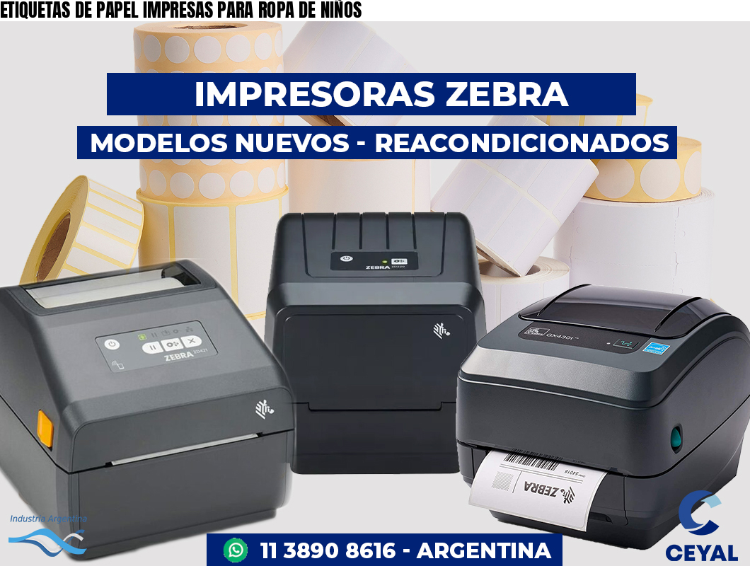 ETIQUETAS DE PAPEL IMPRESAS PARA ROPA DE NIÑOS