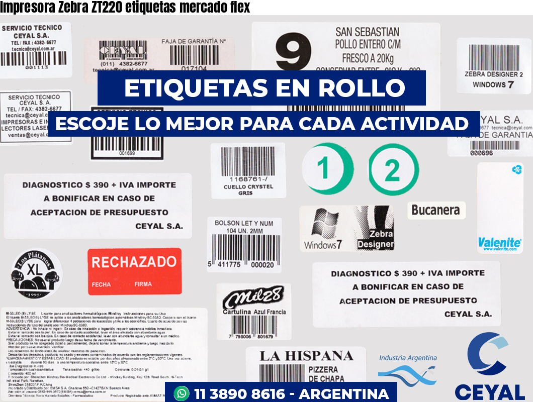 Impresora Zebra ZT220 etiquetas mercado flex