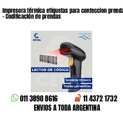 Impresora térmica etiquetas para confeccion prendas   - Codificación de prendas