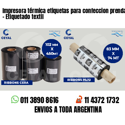 Impresora térmica etiquetas para confeccion prendas   - Etiquetado textil