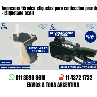 Impresora térmica etiquetas para confeccion prendas   - Etiquetado textil