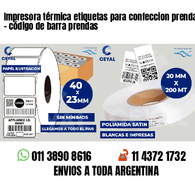 Impresora térmica etiquetas para confeccion prendas   - código de barra prendas