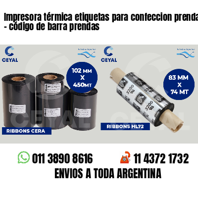 Impresora térmica etiquetas para confeccion prendas   - código de barra prendas