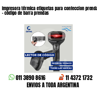 Impresora térmica etiquetas para confeccion prendas   - código de barra prendas