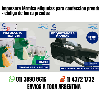 Impresora térmica etiquetas para confeccion prendas   - código de barra prendas