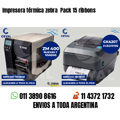 Impresora térmica zebra  Pack 15 ribbons