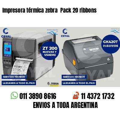 Impresora térmica zebra  Pack 20 ribbons