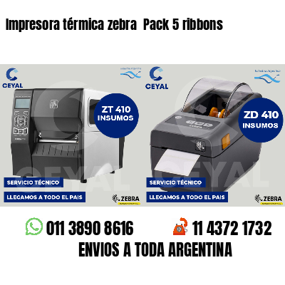 Impresora térmica zebra  Pack 5 ribbons