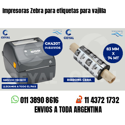 Impresoras Zebra para etiquetas para vajilla