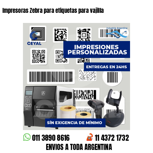 Impresoras Zebra para etiquetas para vajilla