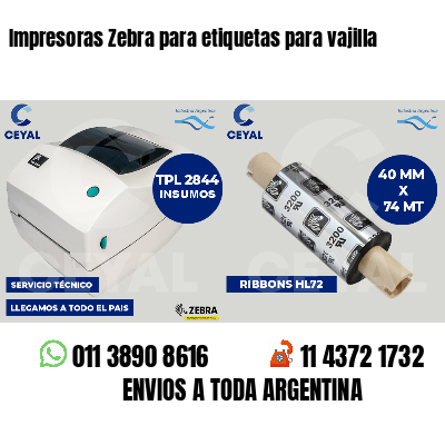 Impresoras Zebra para etiquetas para vajilla