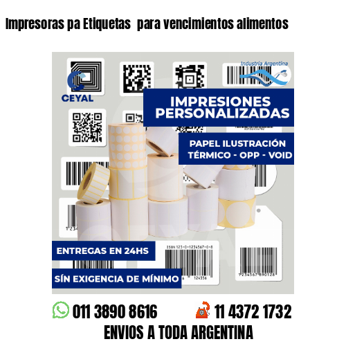Impresoras pa Etiquetas  para vencimientos alimentos
