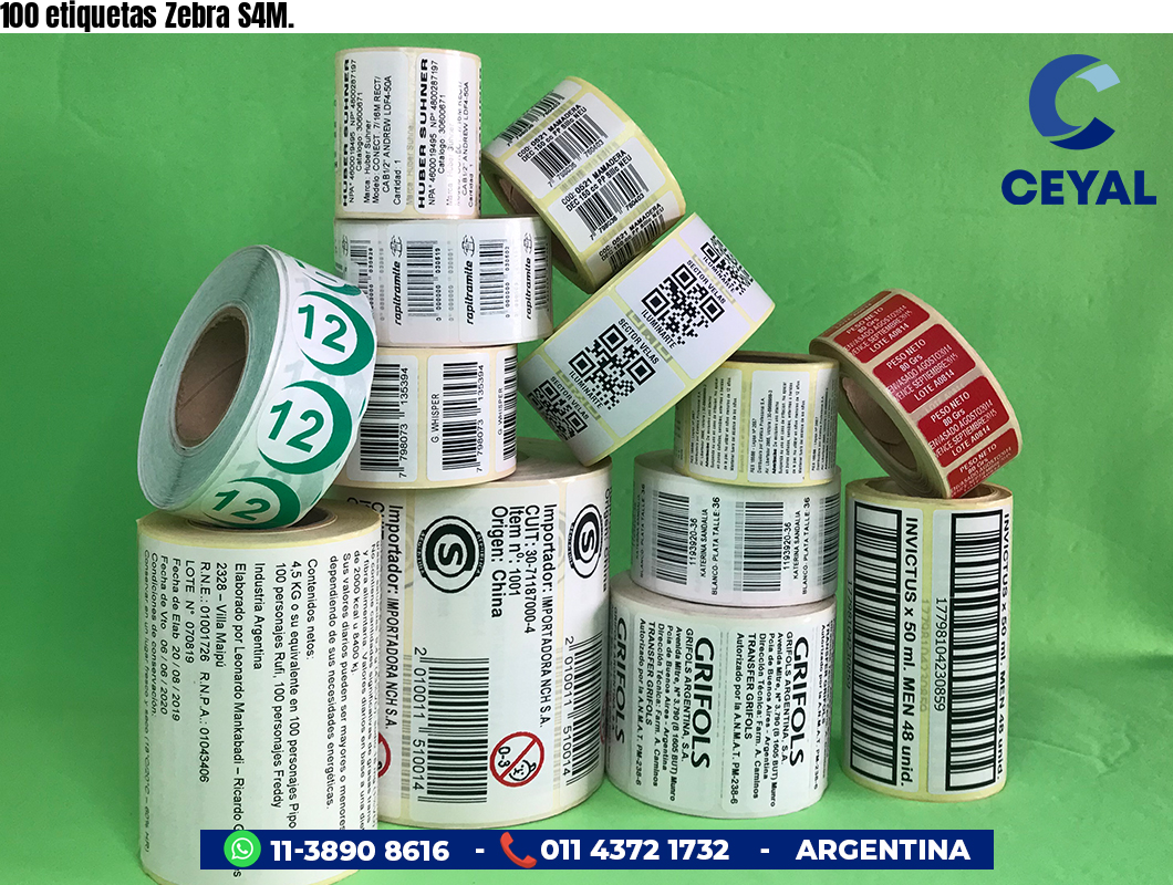 100 etiquetas Zebra S4M.