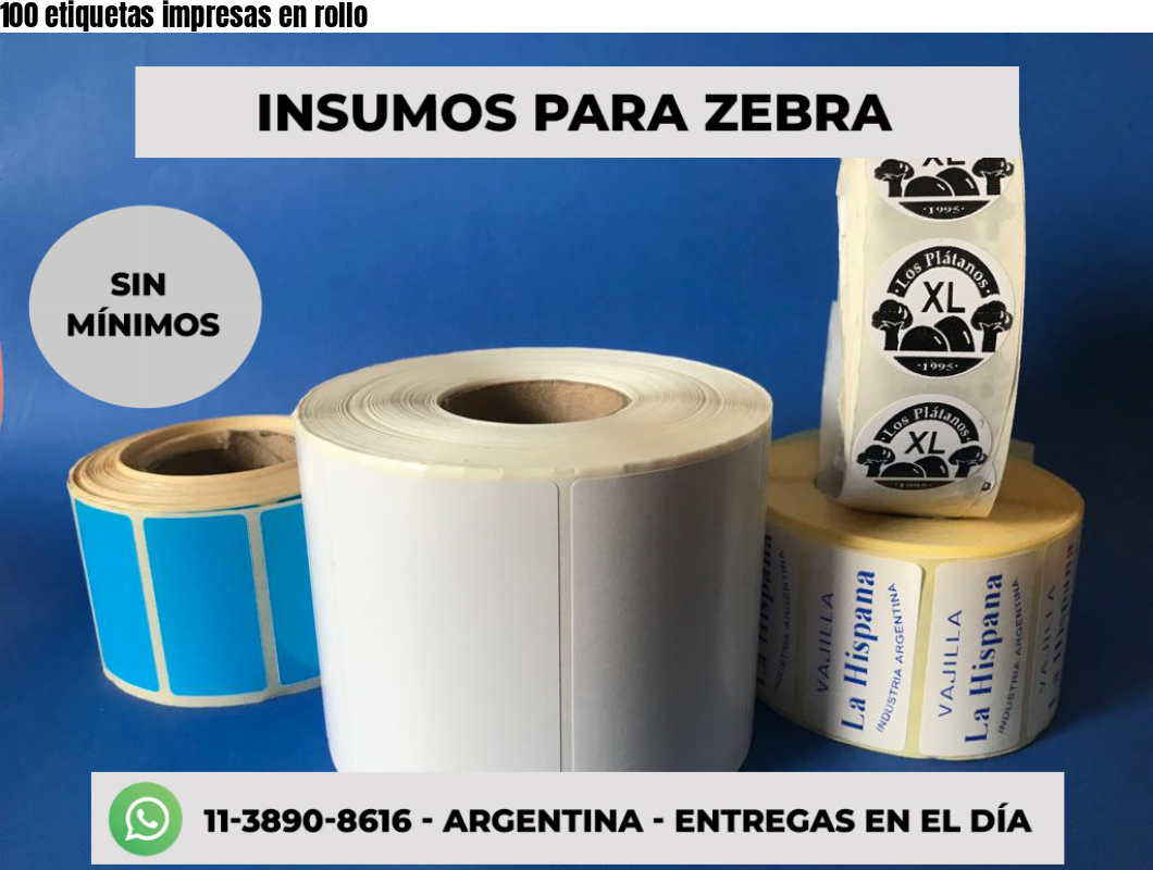 100 etiquetas impresas en rollo