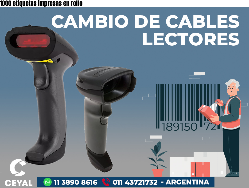 1000 etiquetas impresas en rollo