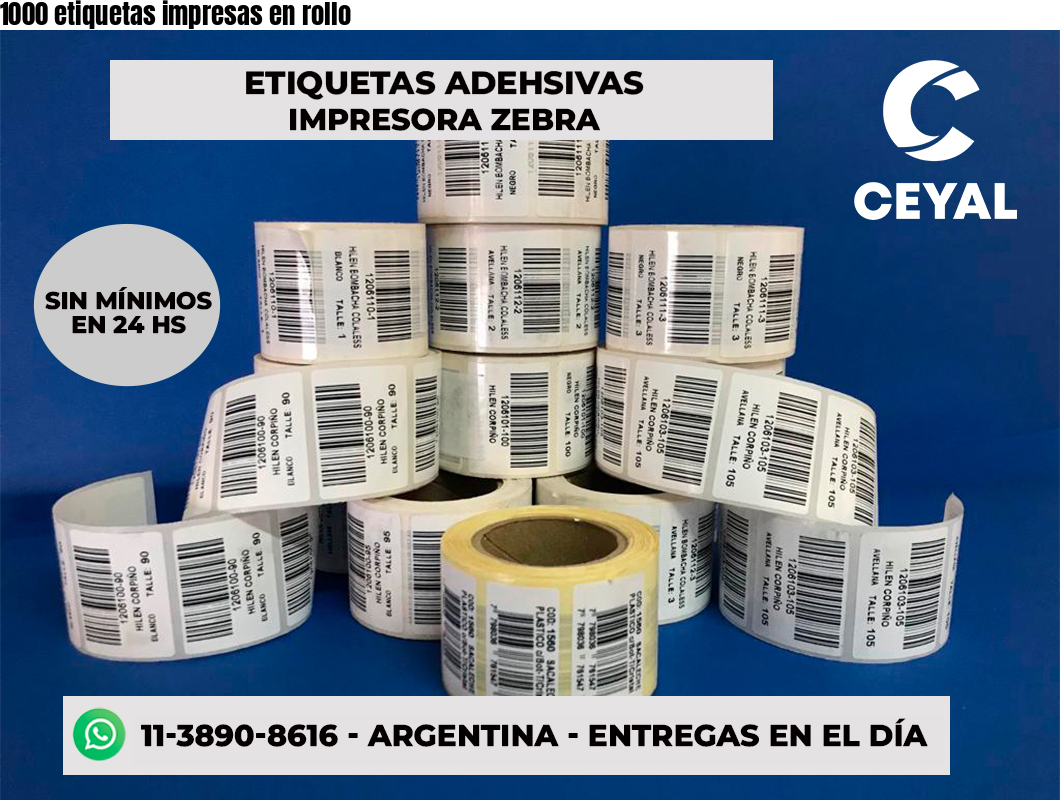 1000 etiquetas impresas en rollo