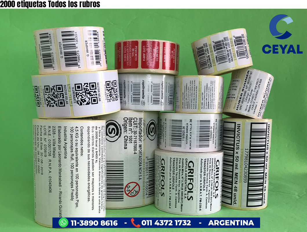 2000 etiquetas Todos los rubros