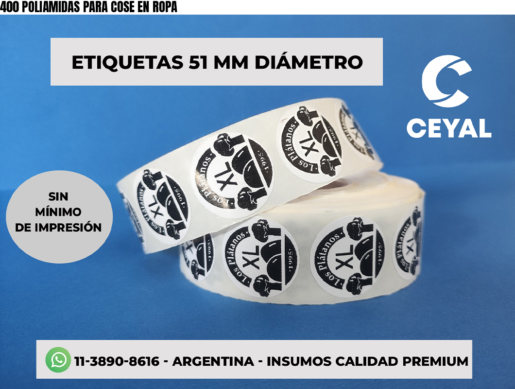 400 POLIAMIDAS PARA COSE EN ROPA