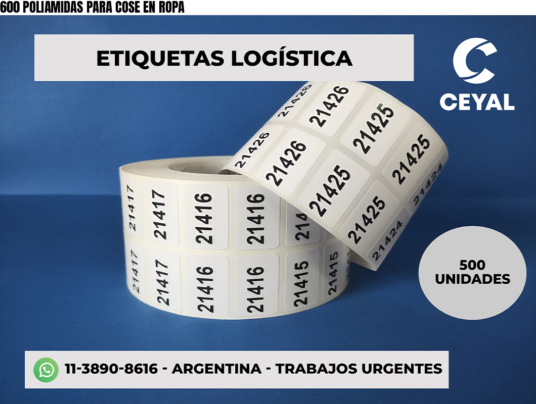600 POLIAMIDAS PARA COSE EN ROPA