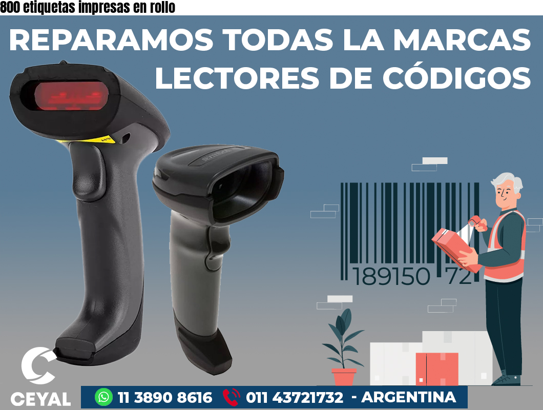 800 etiquetas impresas en rollo