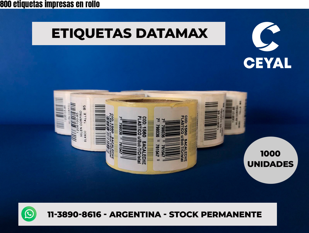 800 etiquetas impresas en rollo