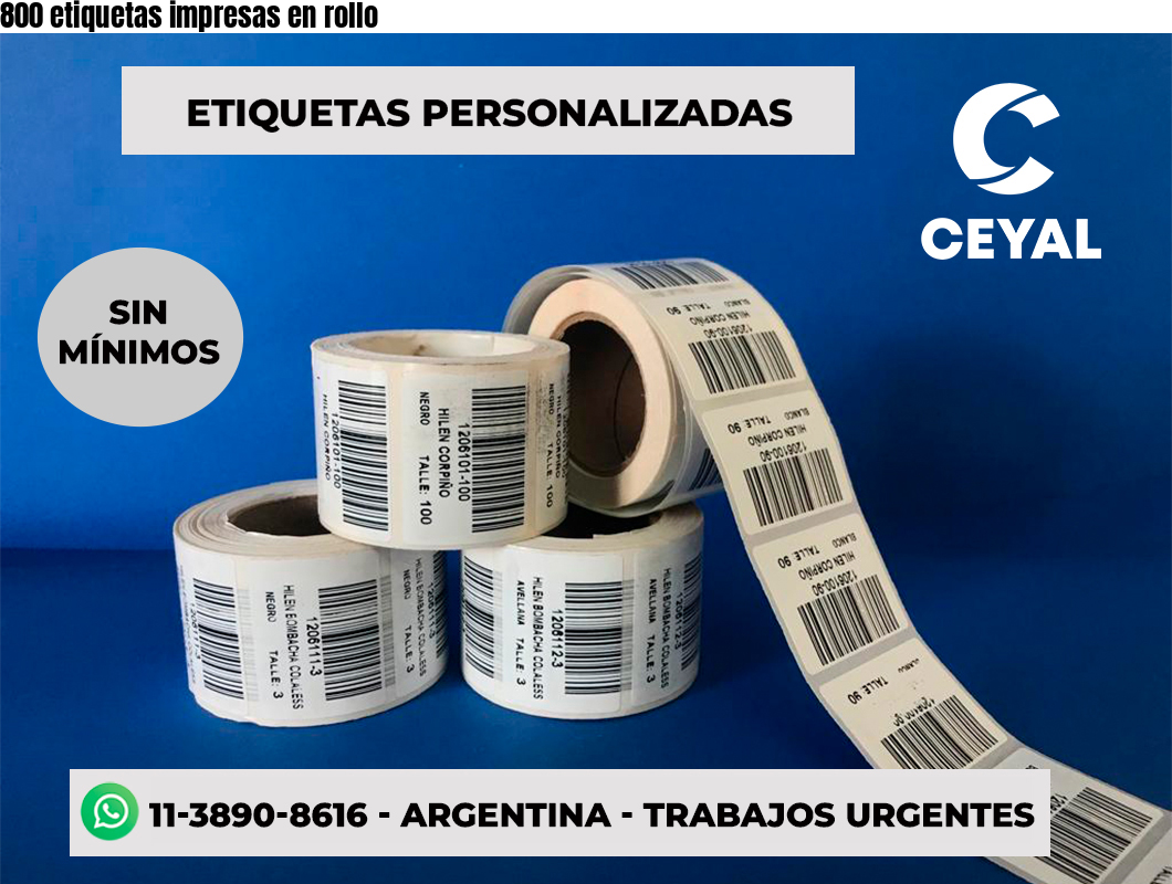 800 etiquetas impresas en rollo