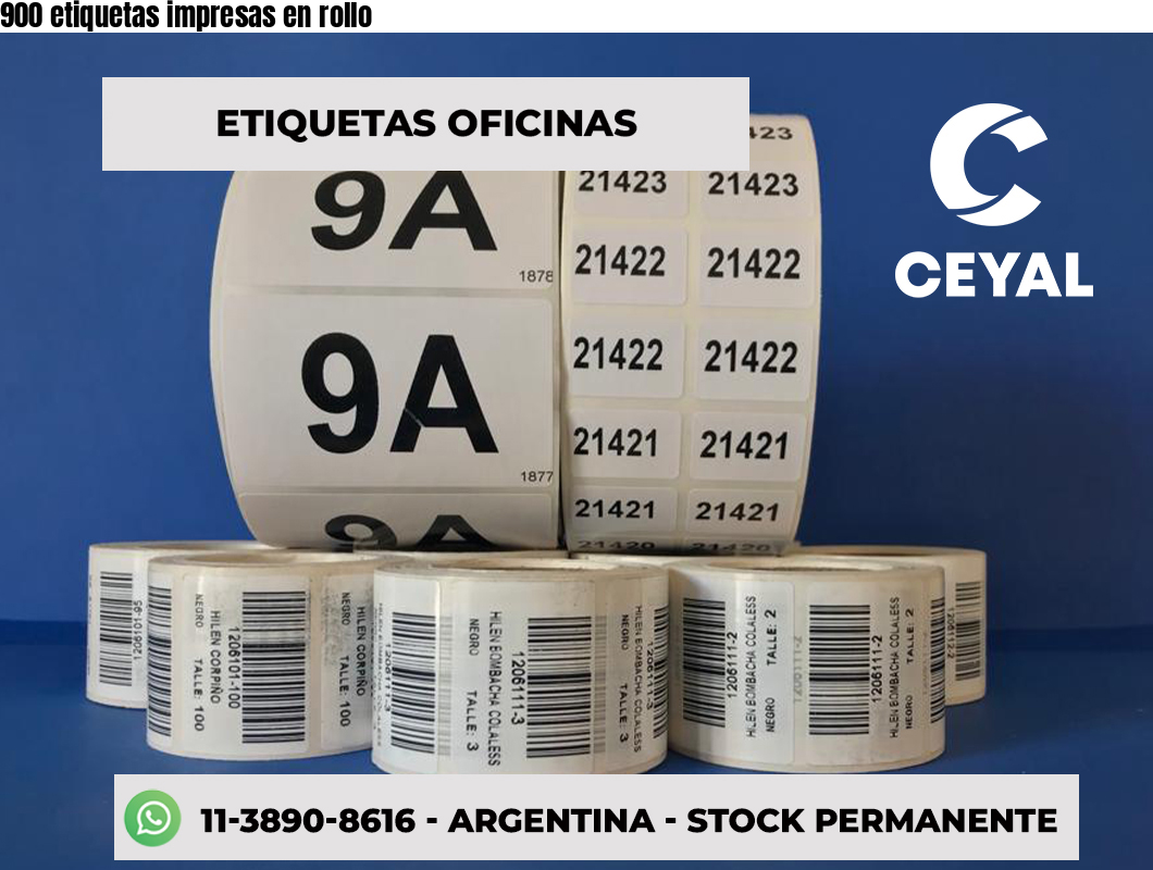 900 etiquetas impresas en rollo