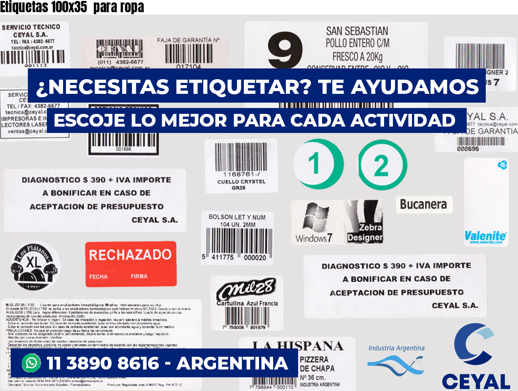Etiquetas 100x35  para ropa