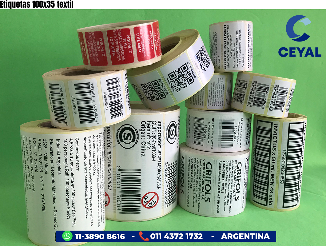 Etiquetas 100x35 textil