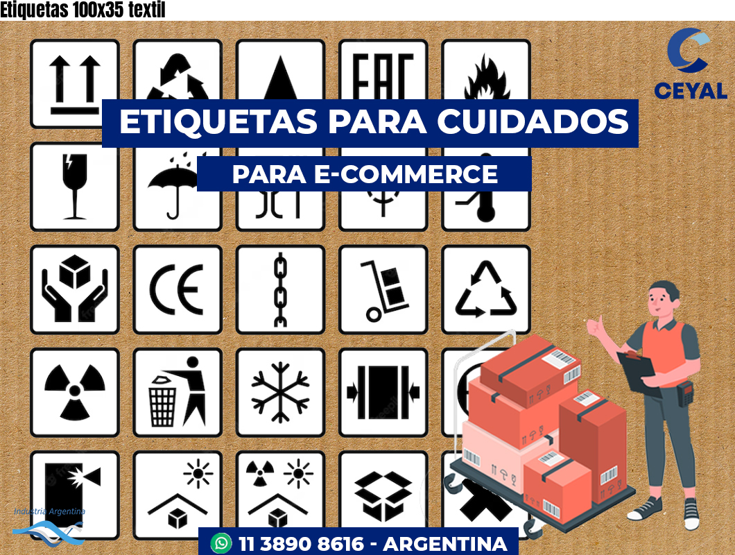 Etiquetas 100x35 textil