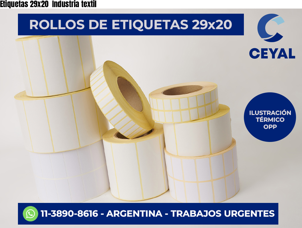 Etiquetas 29×20  Industria textil