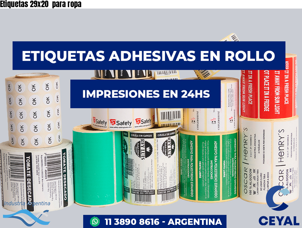 Etiquetas 29x20  para ropa