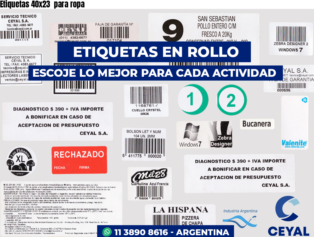 Etiquetas 40x23  para ropa