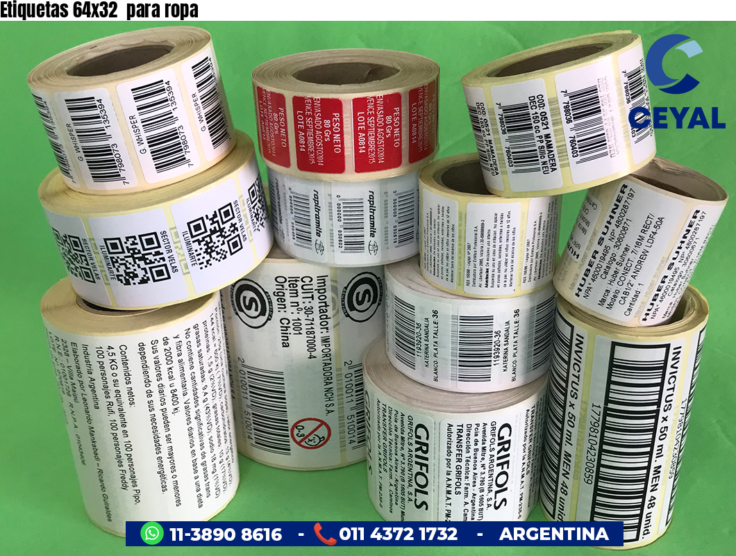 Etiquetas 64x32 para ropa