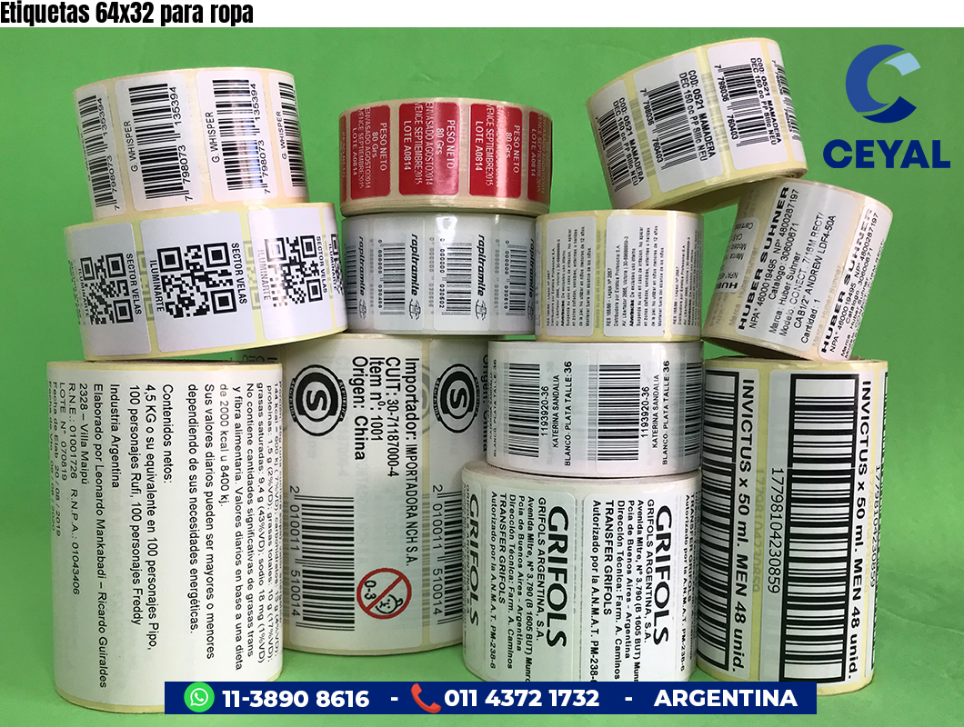 Etiquetas 64x32 para ropa