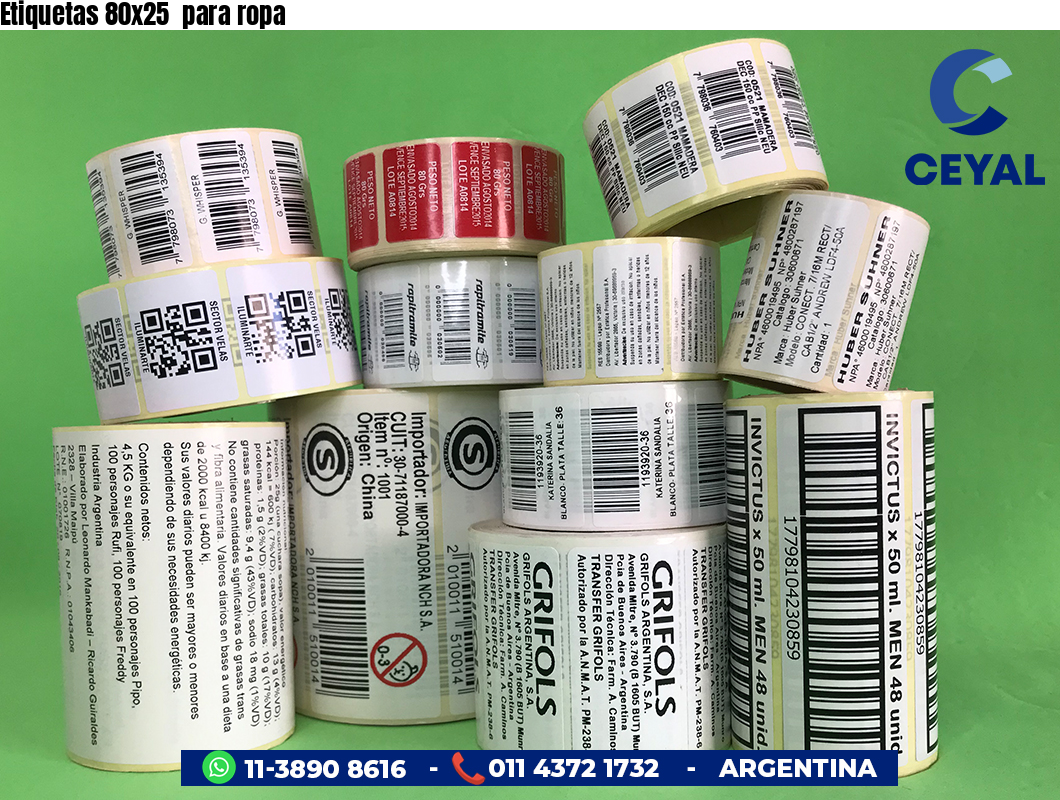 Etiquetas 80x25  para ropa