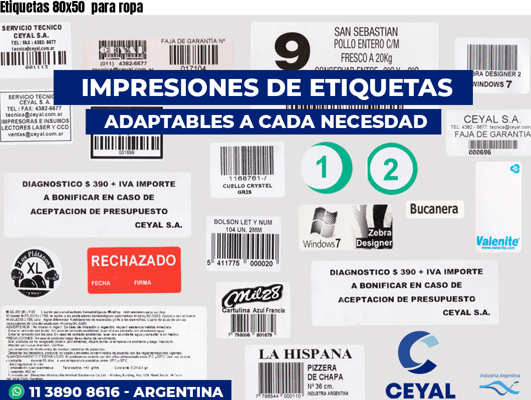Etiquetas 80x50  para ropa