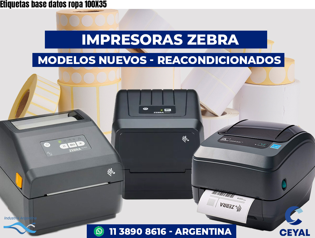 Etiquetas base datos ropa 100X35